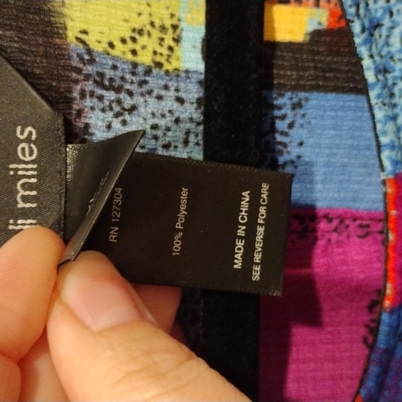 Ali Miles Multicolor Abstract Print Pullover Tunic Top S-Art to Wear Colorful - Picture 3 of 7